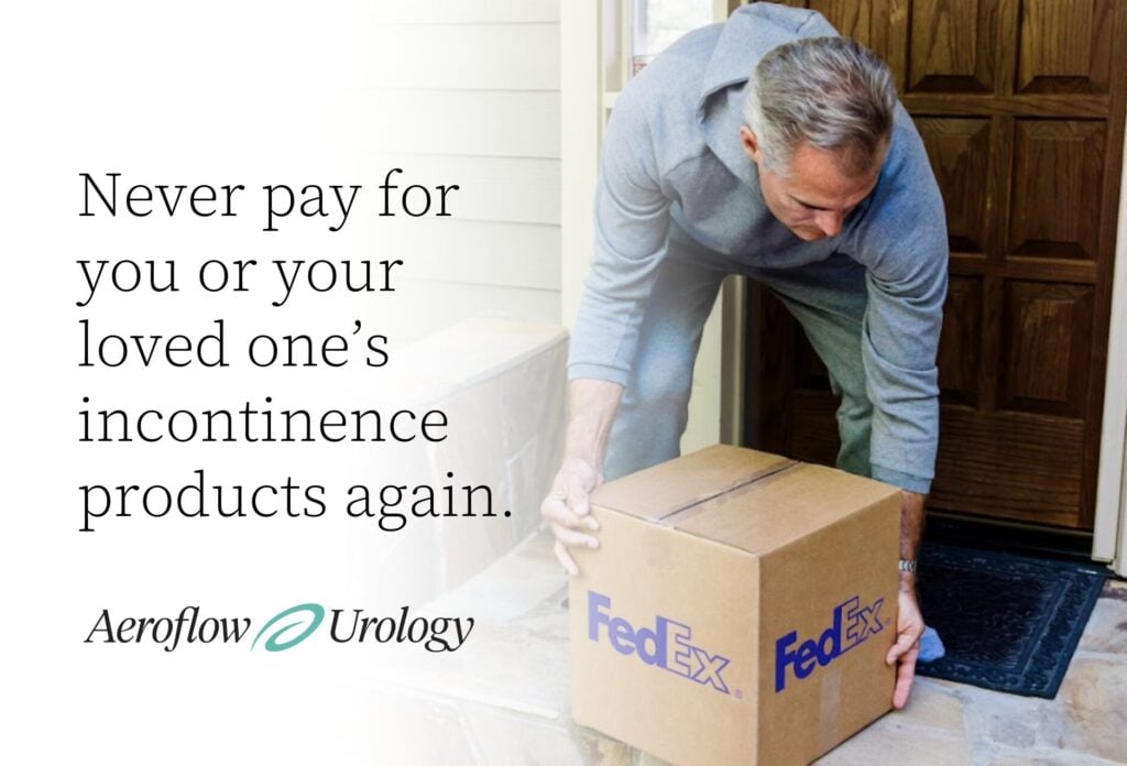 man picking up delivery at home.