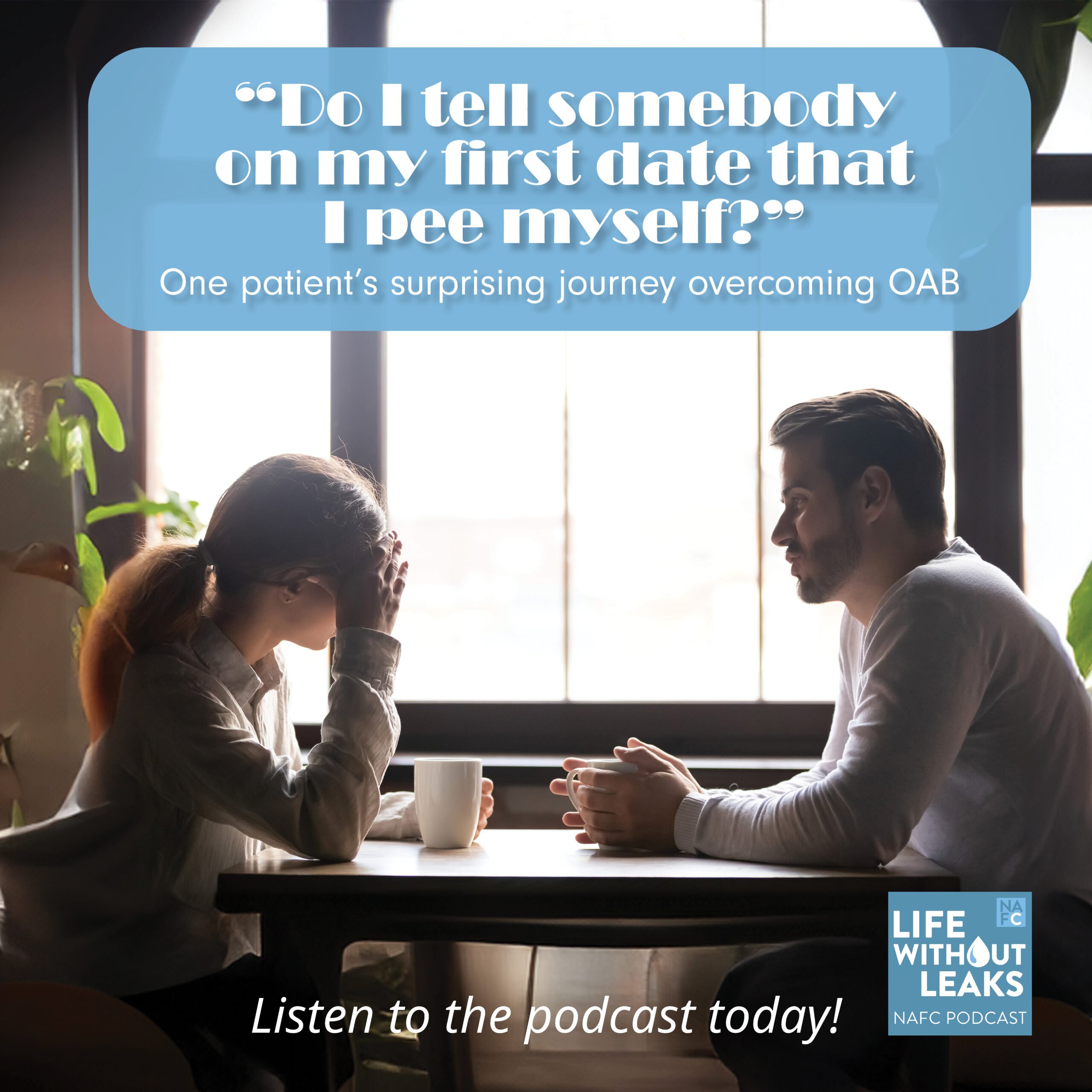 Podcast Webpage Image – Hannah man and woman sitting at table having a conversation.