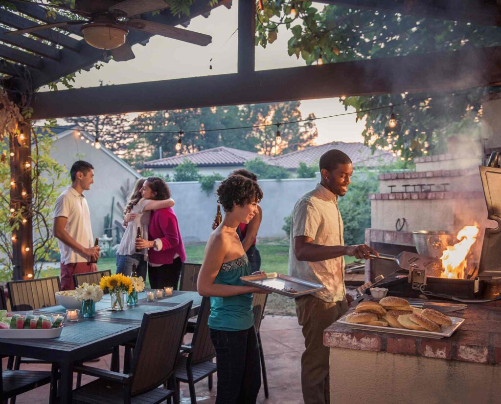 Friends at barbecue.