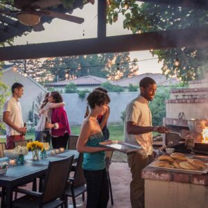 Friends at barbecue.