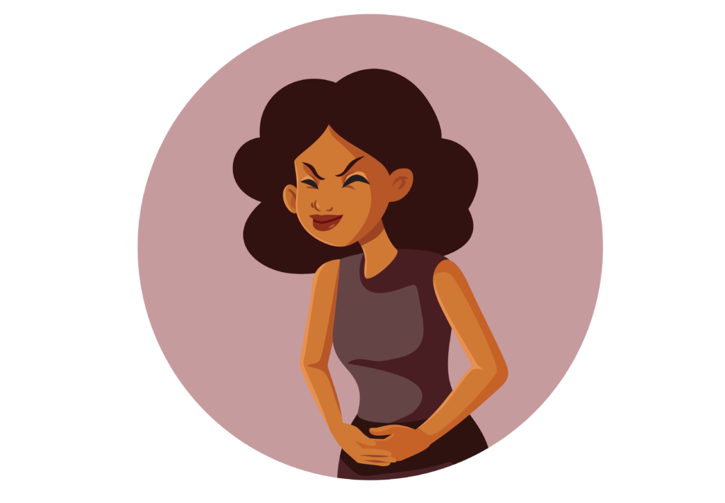 woman having bladder pain.