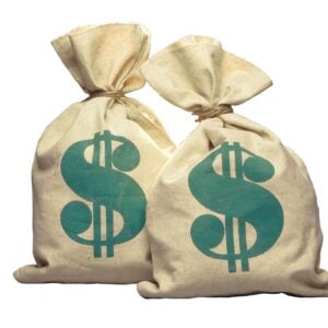 bags of money with dollar signs on the front.